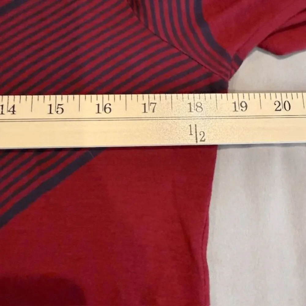 Tory Burch Pima Cotton Long Sleeve Top Burgundy Red and Navy‎ Blue Size Small